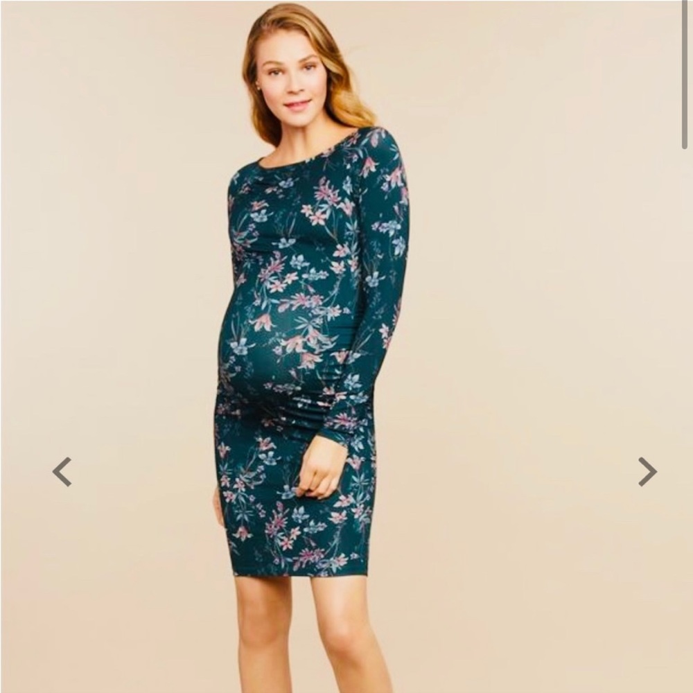 Jessica Simpson Forest Green Floral Maternity Dress